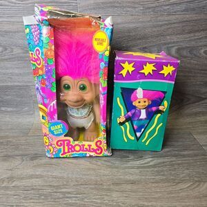 Vintage Troll Dolls Tot of‎ 2 Giant Size Turn and Twist Skateboarding Troll